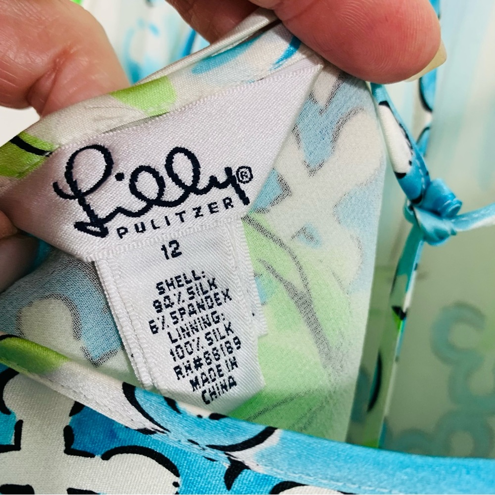 NWT Vintage Lilly Pulitzer Silk Sylvia Dress Belle Villa Via Blue - Picture 3 of 11